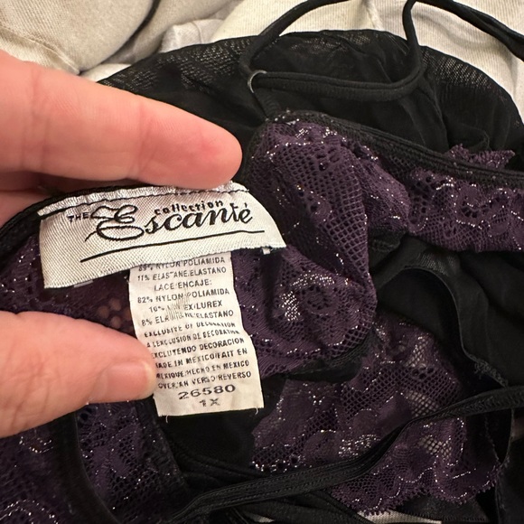 Purple & Black Lace & Mesh Nightie - Picture 6 of 9